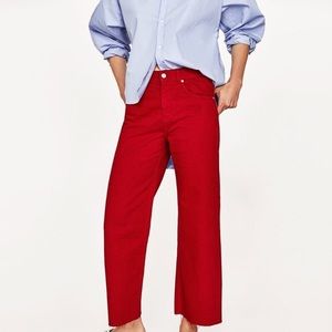 Zara High Rise Wide Leg Crop Jeans 2